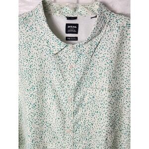 prAna Men Lost Sol Printed Button Up Shirt Sharktooth Vented UPF30 XXL NEW